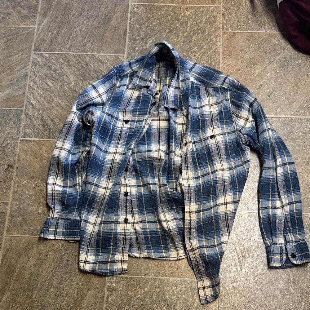 J. Crew Blue and White Plaid Men's Shirt